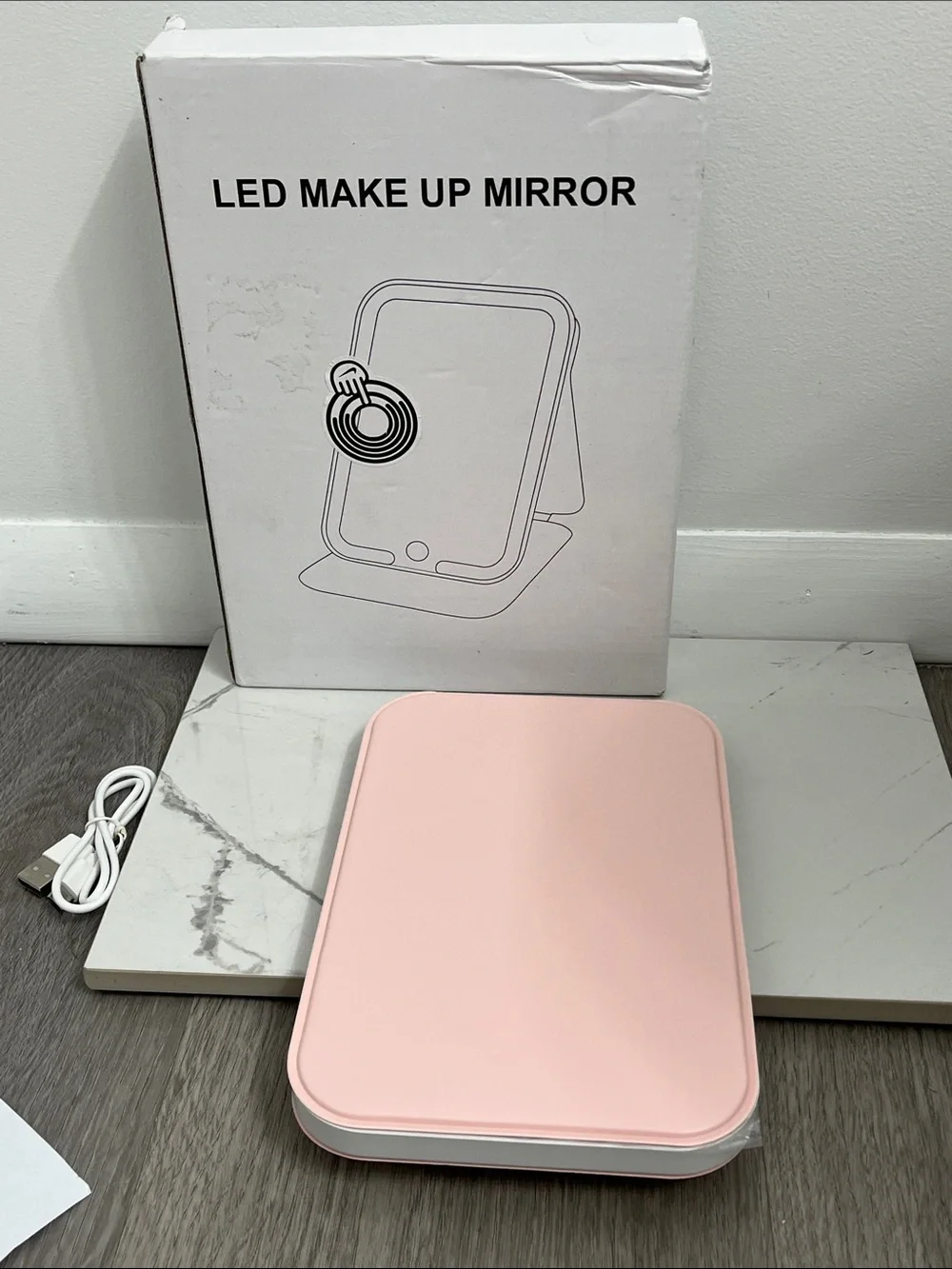 LED makeup mirror folds rechargeable